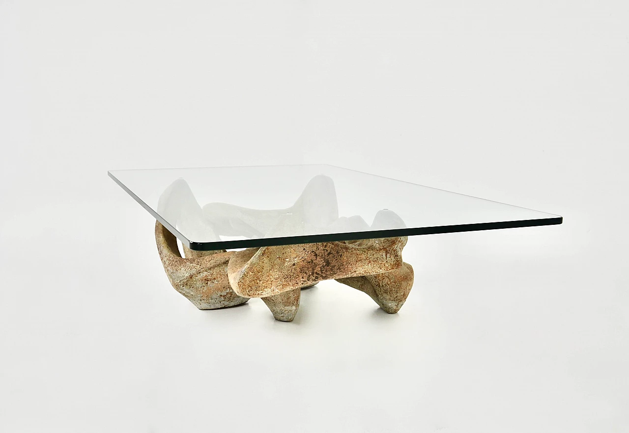 Concrete and glass coffee table by Claudio Trevi, 1970s 4