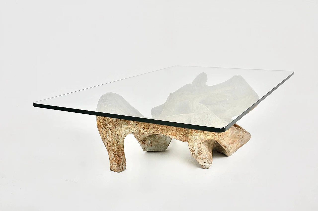 Concrete and glass coffee table by Claudio Trevi, 1970s 5