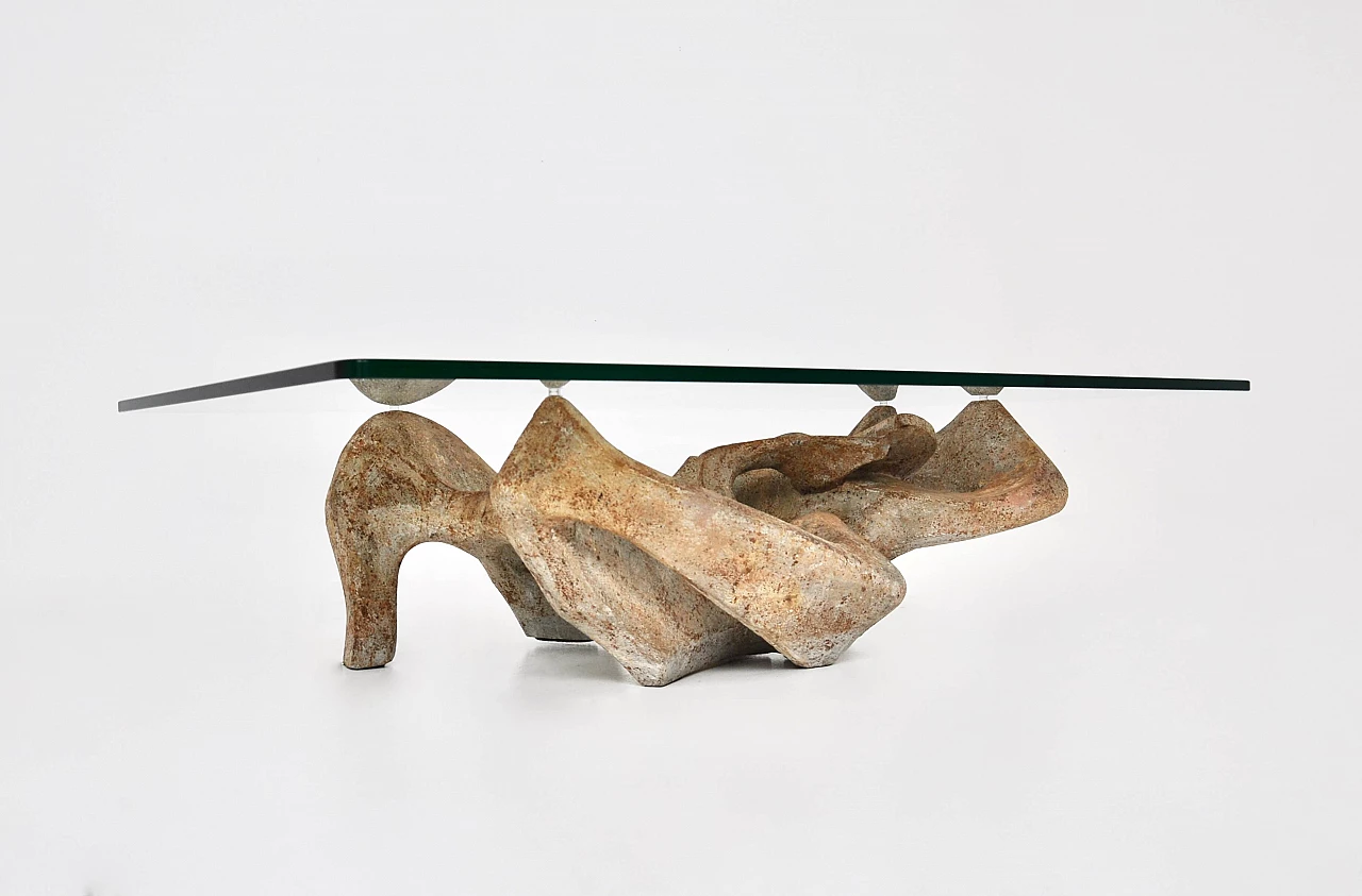 Concrete and glass coffee table by Claudio Trevi, 1970s 8