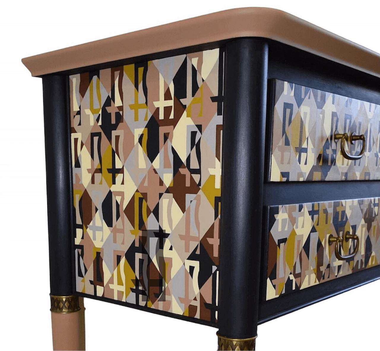 Monogram lacquered wood chest of drawers, 1950s 9