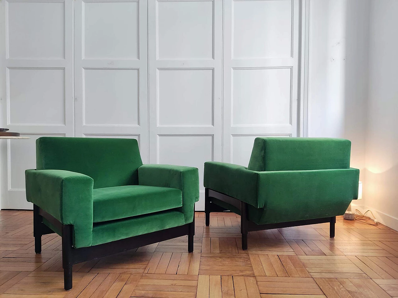 Pair of Kiushu armchairs by Sergio and Fratelli Saporiti, 1960s 1