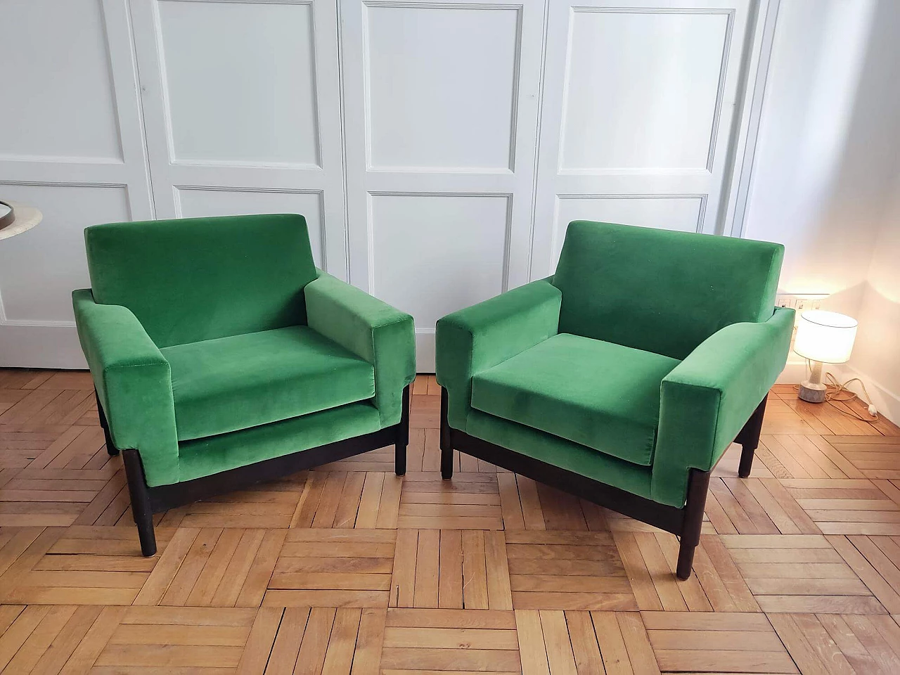 Pair of Kiushu armchairs by Sergio and Fratelli Saporiti, 1960s 6