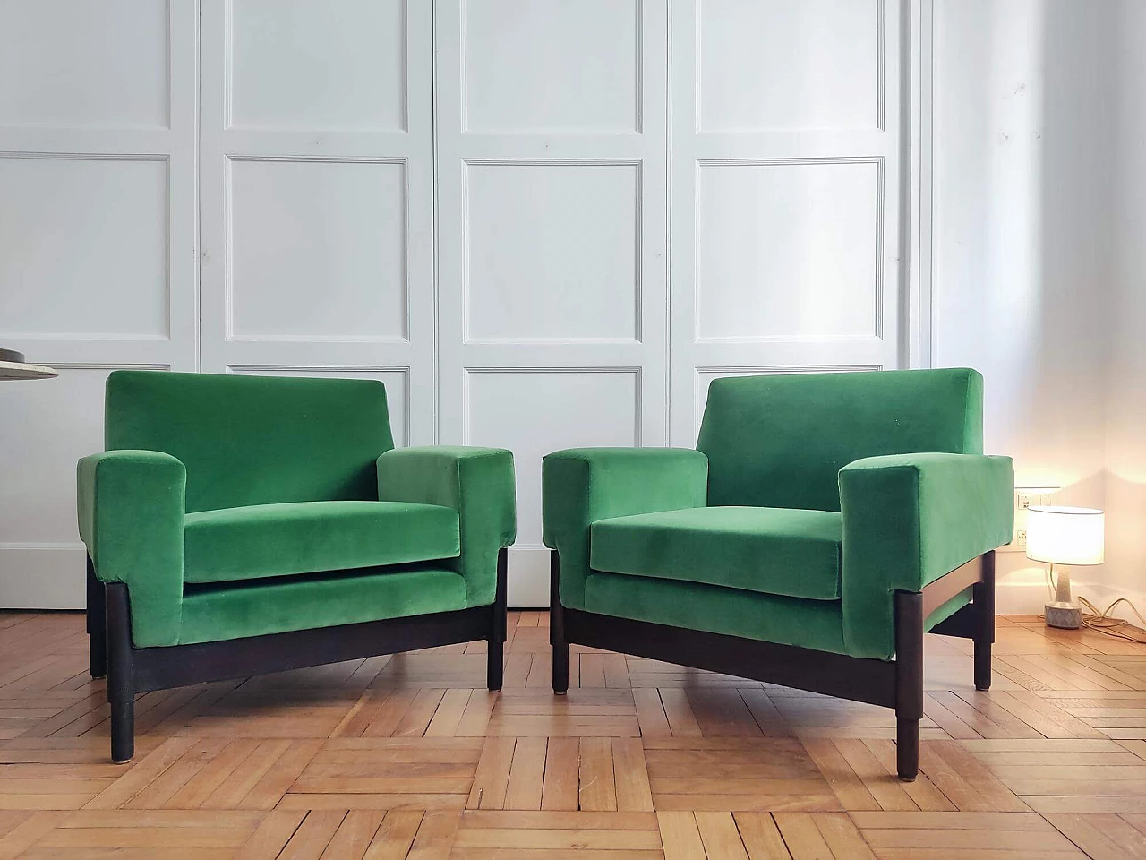 Pair of Kiushu armchairs by Sergio and Fratelli Saporiti, 1960s 7