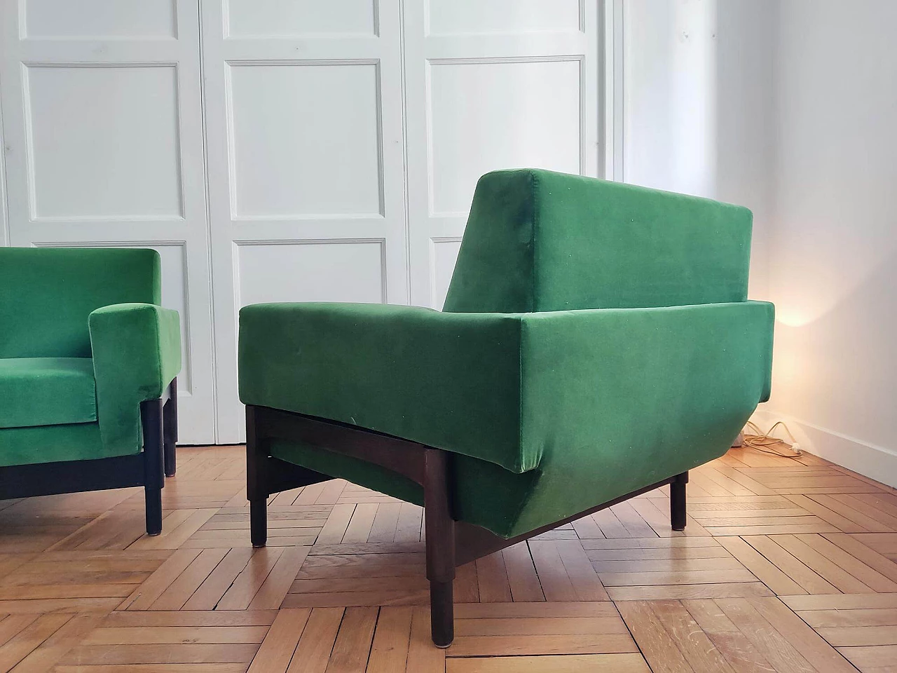 Pair of Kiushu armchairs by Sergio and Fratelli Saporiti, 1960s 9