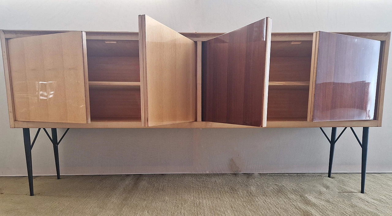 Maple, mahogany and varnished metal sideboard, 1950s 2