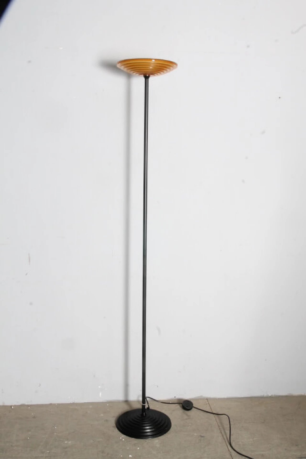 Metal and orange glass floor lamp by Fontana Arte, 1970s 1