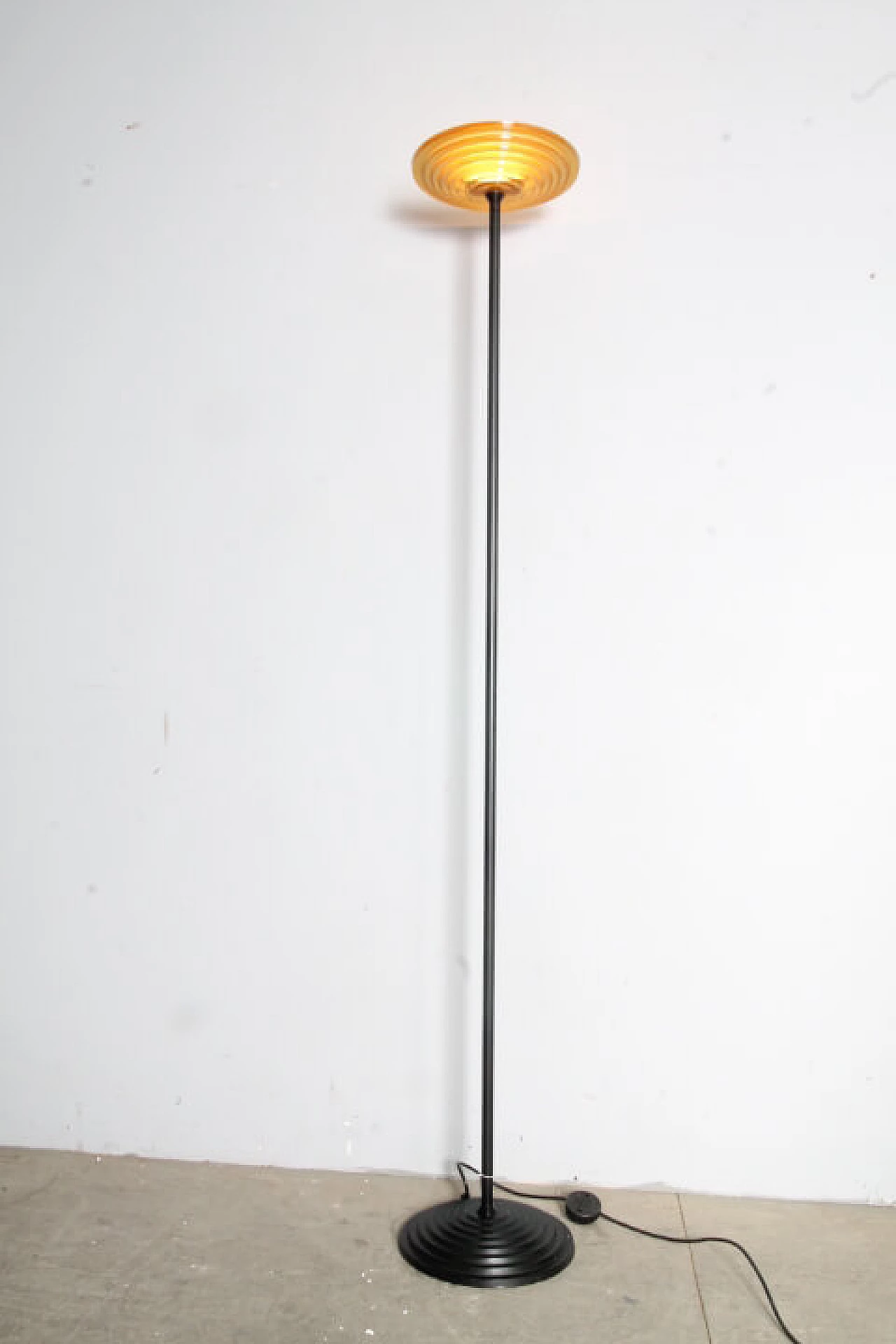 Metal and orange glass floor lamp by Fontana Arte, 1970s 5