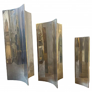 3 Triangular steel vases in the style of Sabattini, 1980s