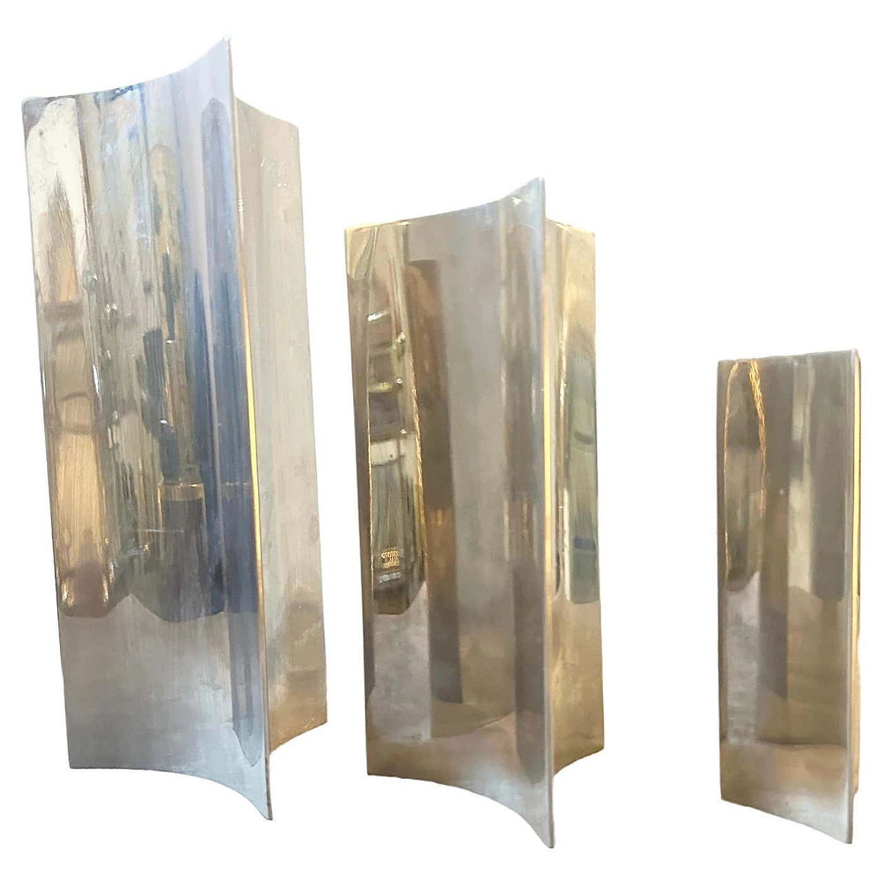 3 Triangular steel vases in the style of Sabattini, 1980s 2