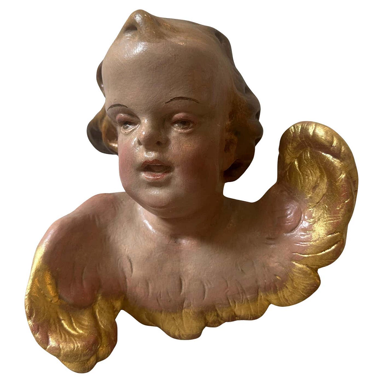 Hand-painted ceramic putto in Baroque style, mid-19th century 1