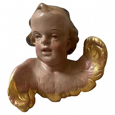 Hand-painted ceramic putto in Baroque style, mid-19th century