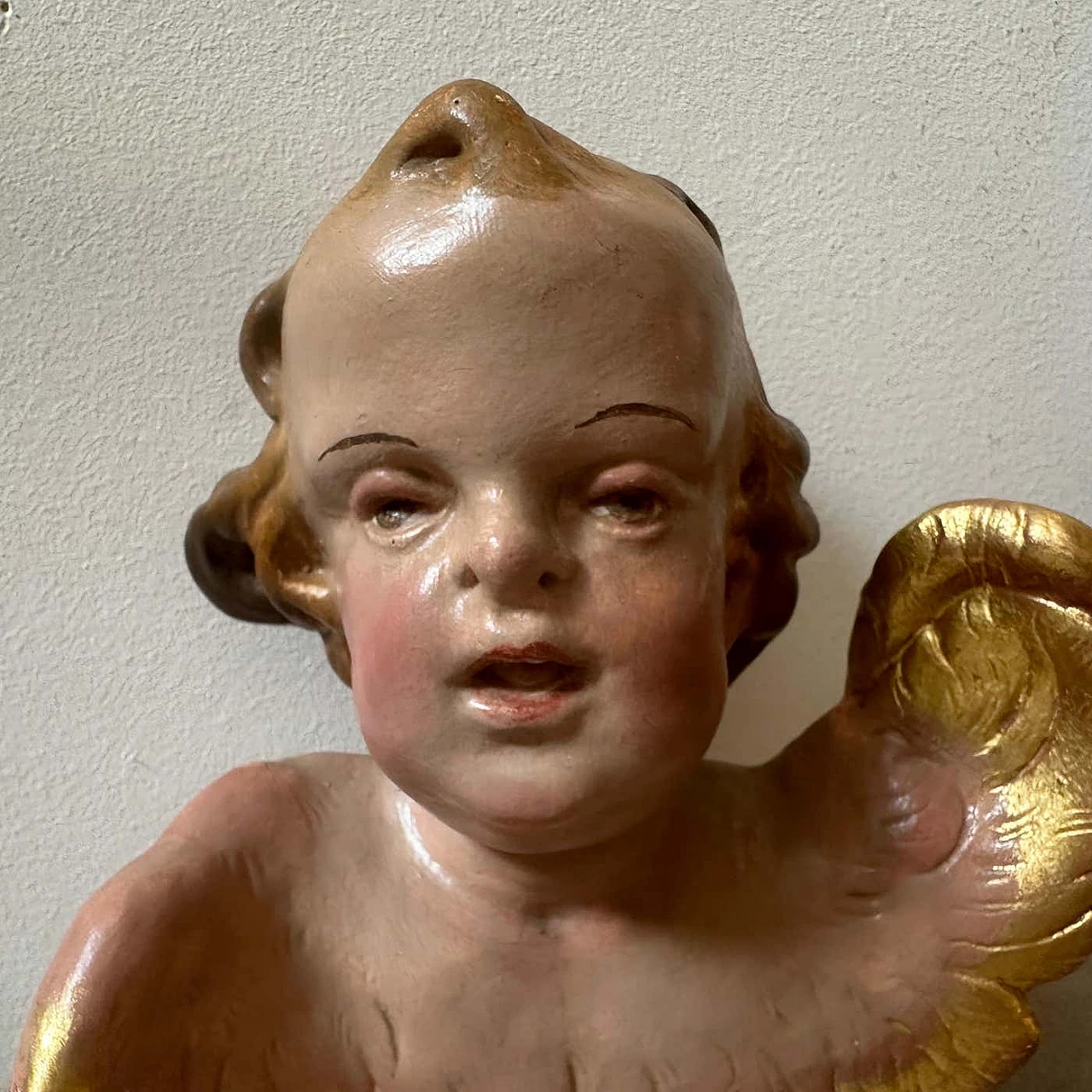 Hand-painted ceramic putto in Baroque style, mid-19th century 4