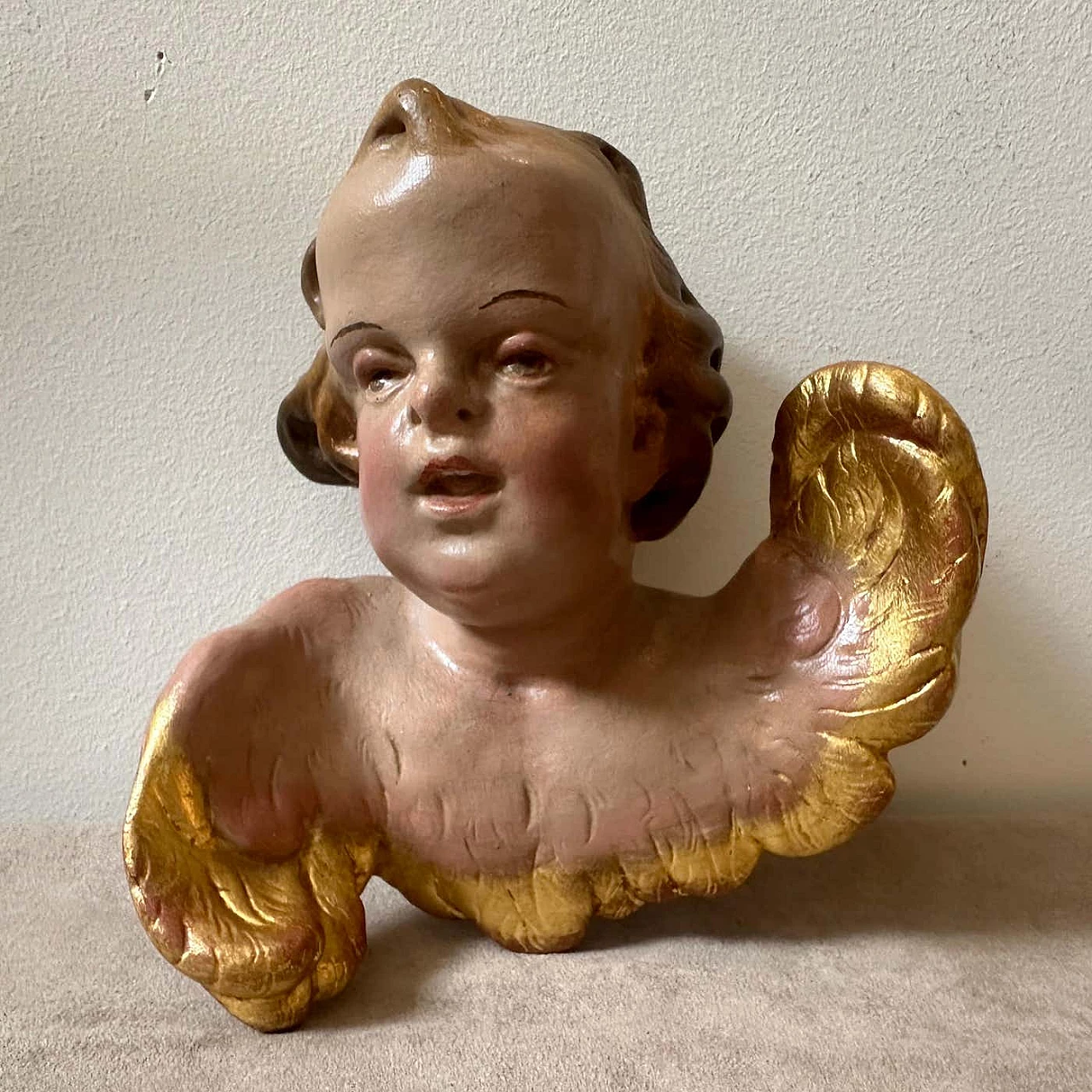 Hand-painted ceramic putto in Baroque style, mid-19th century 5