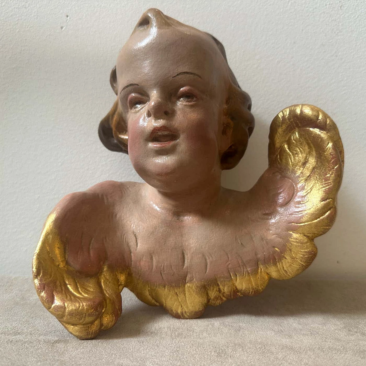 Hand-painted ceramic putto in Baroque style, mid-19th century 8