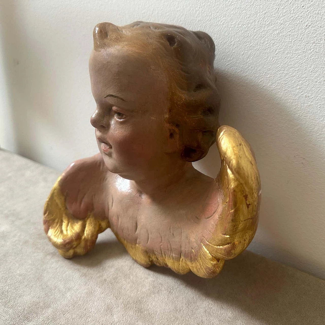 Hand-painted ceramic putto in Baroque style, mid-19th century 11