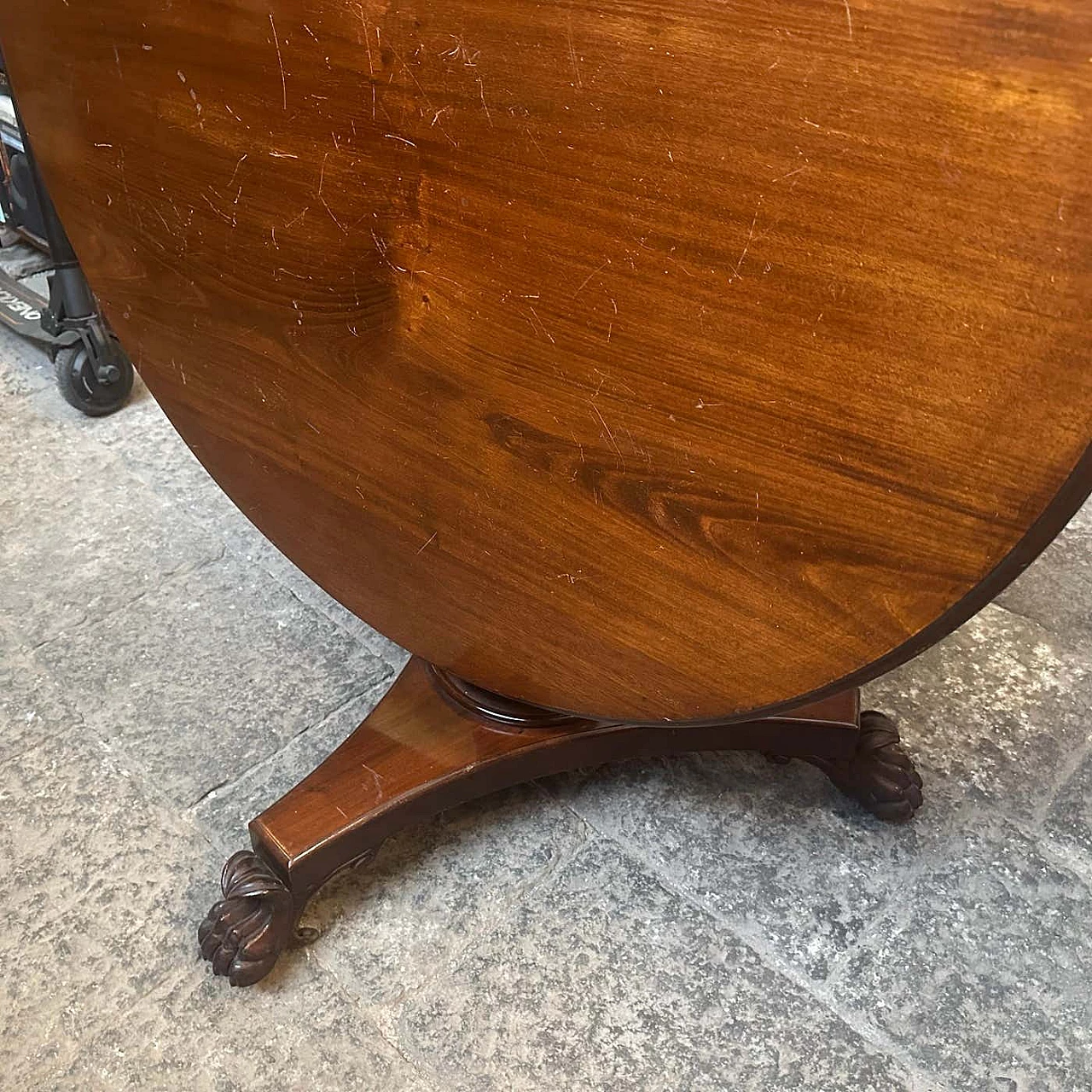 Empire veneered mahogany folding round table, 1840 8