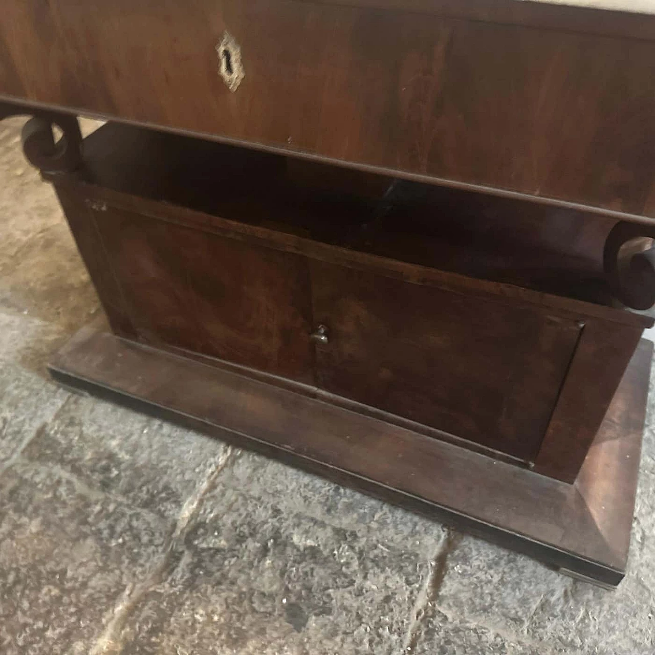 Spruce wood dressing table veneered in mahogany and marble, mid-19th century 2