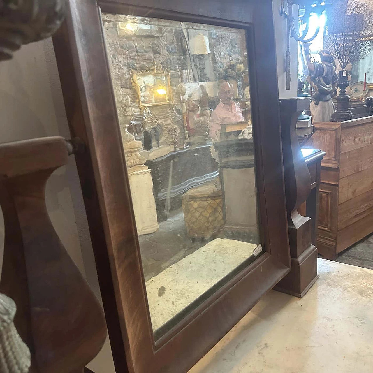 Spruce wood dressing table veneered in mahogany and marble, mid-19th century 5