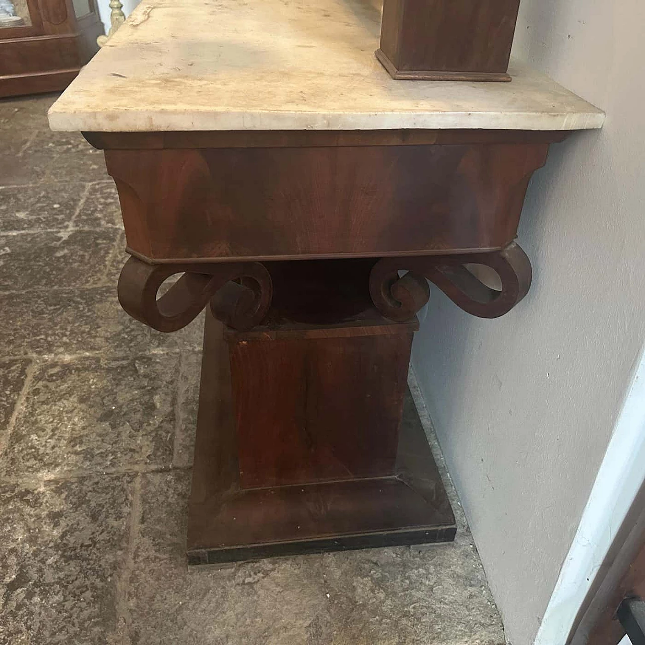 Spruce wood dressing table veneered in mahogany and marble, mid-19th century 11