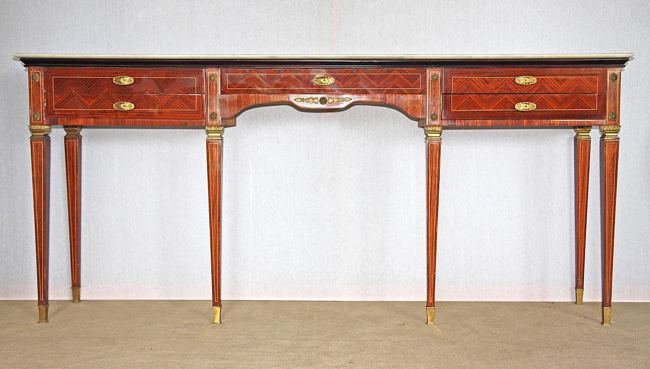 Rosewood and marble console in the style of Paolo Buffa, 1950s 1