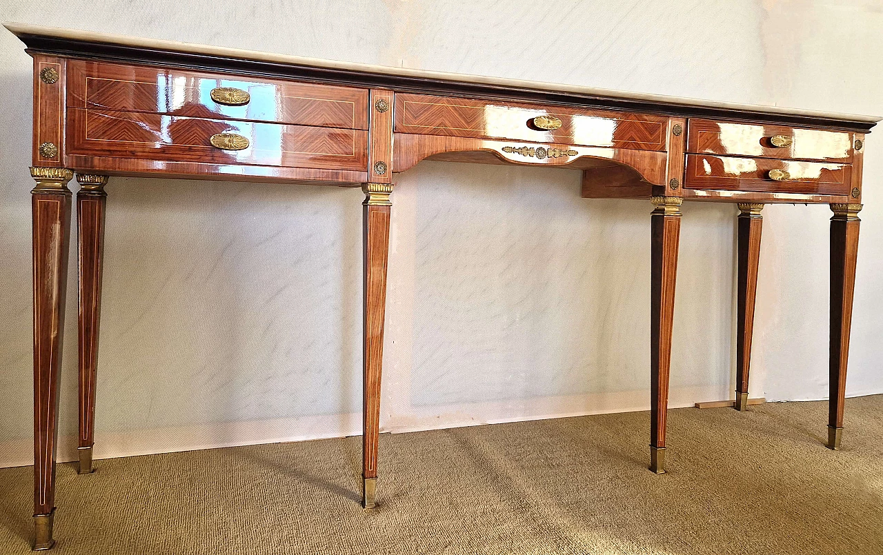 Rosewood and marble console in the style of Paolo Buffa, 1950s 2