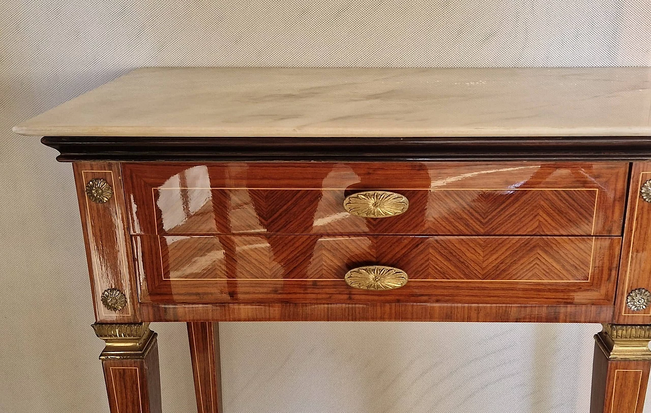 Rosewood and marble console in the style of Paolo Buffa, 1950s 4