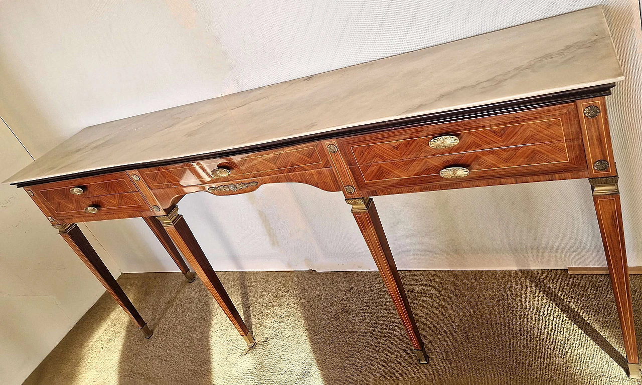 Rosewood and marble console in the style of Paolo Buffa, 1950s 14