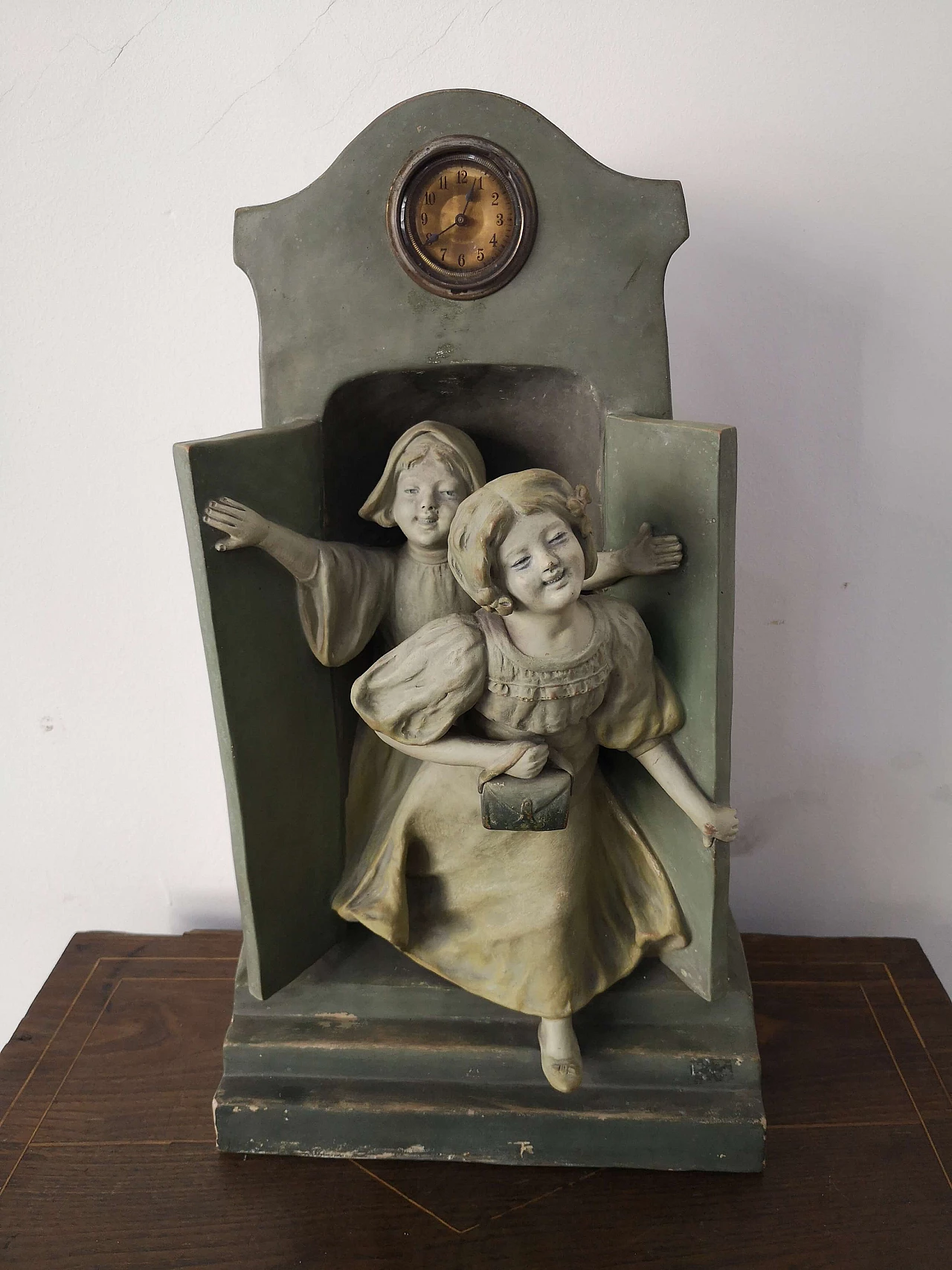 Terracotta sculpture with children and clock, late 19th century 10