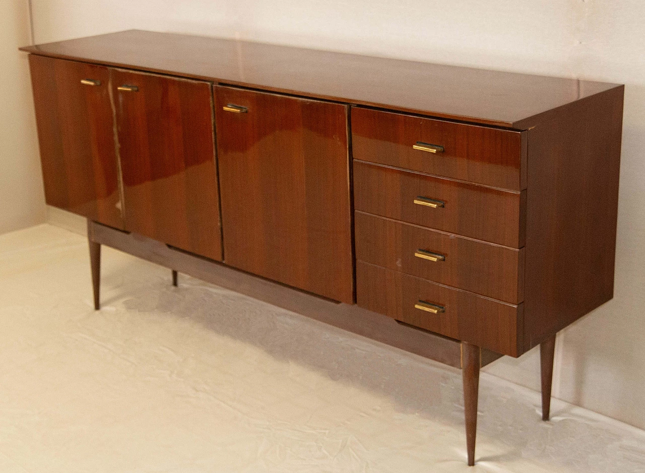 Mahogany veneer sideboard with copper handles, 1950s 1