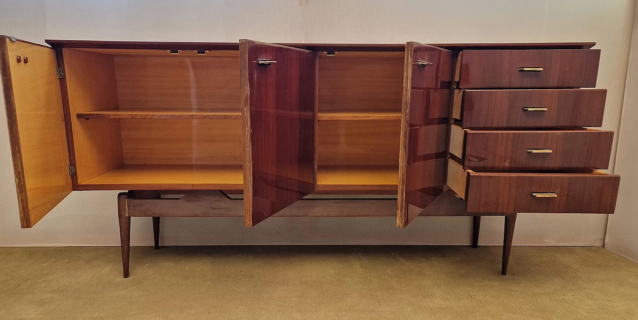 Mahogany veneer sideboard with copper handles, 1950s 3