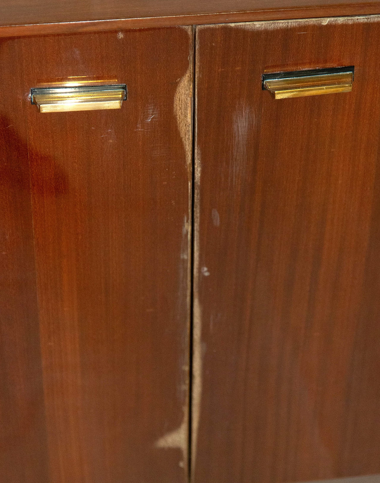 Mahogany veneer sideboard with copper handles, 1950s 8