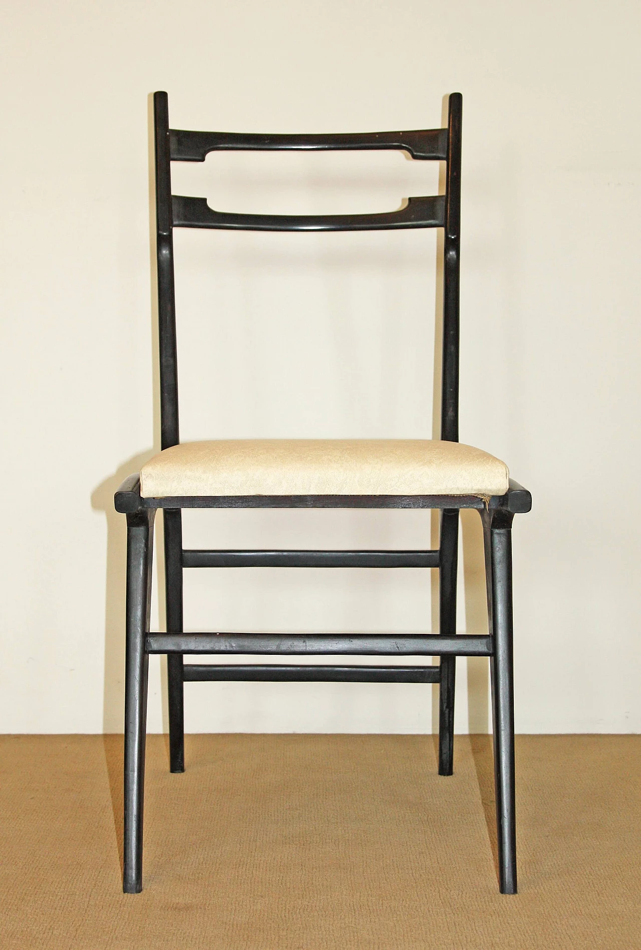 6 Chairs with ivory skai seat in the style of Ico Parisi, 1950s 2