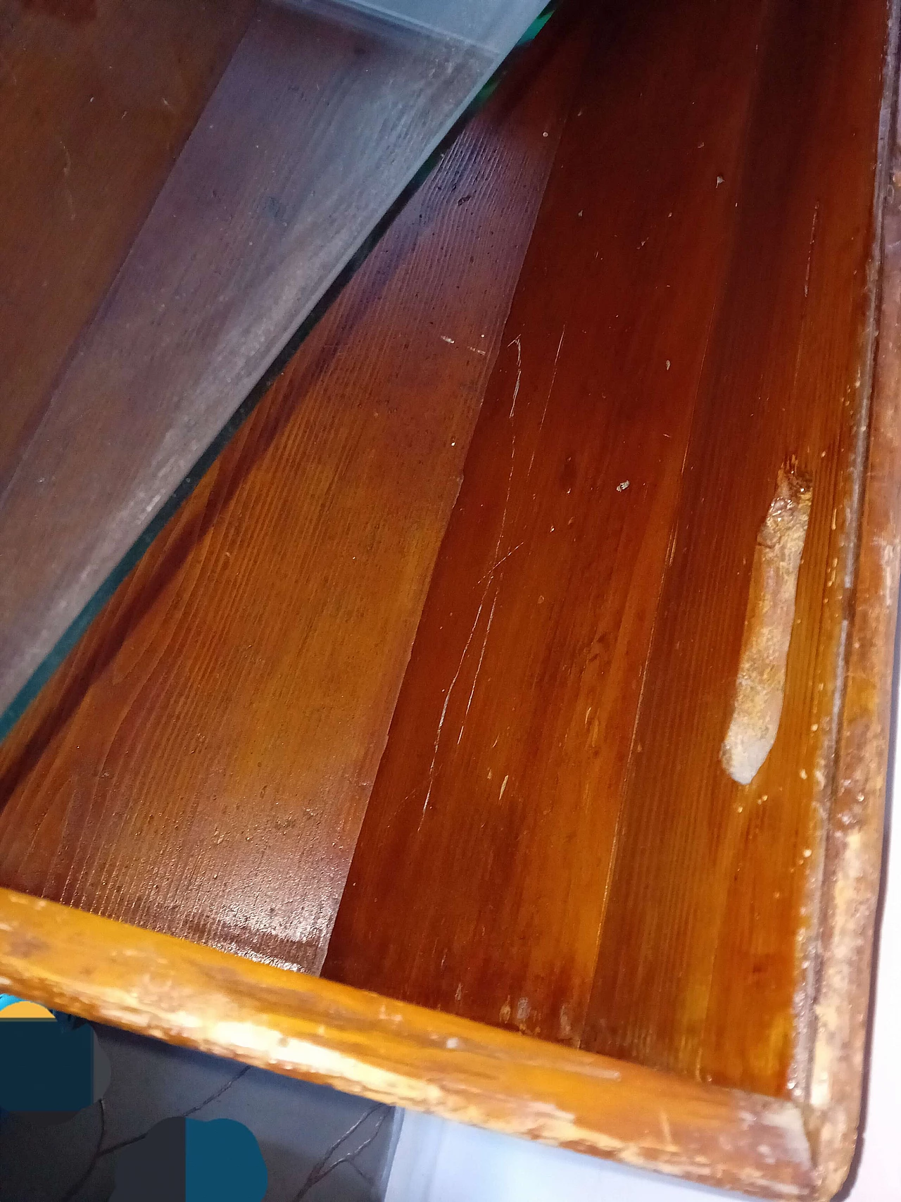 Oak sideboard table with glass top, 1920s 8