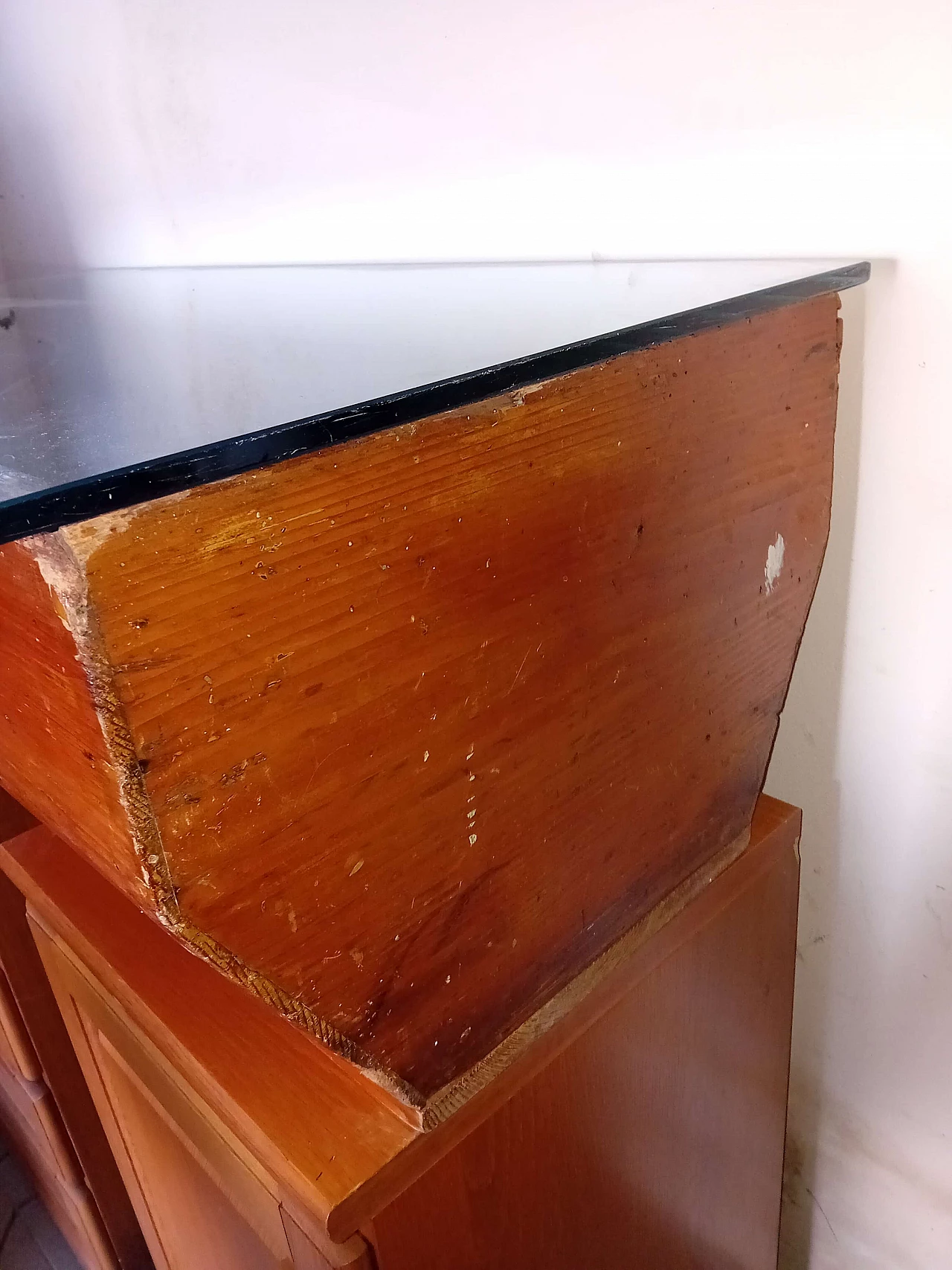 Oak sideboard table with glass top, 1920s 11