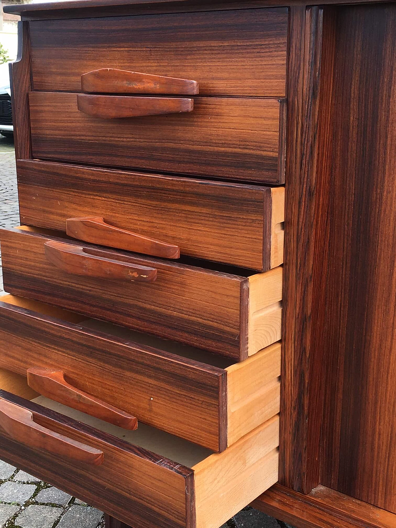 Scandinavian-style rosewood sideboard with display shelf, 1970s 4