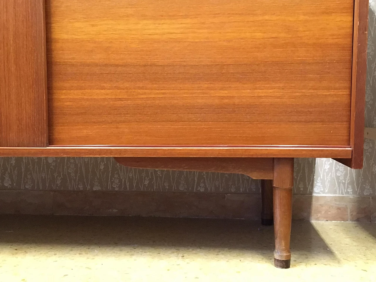 Teak sideboard with sliding doors, 1970s 1