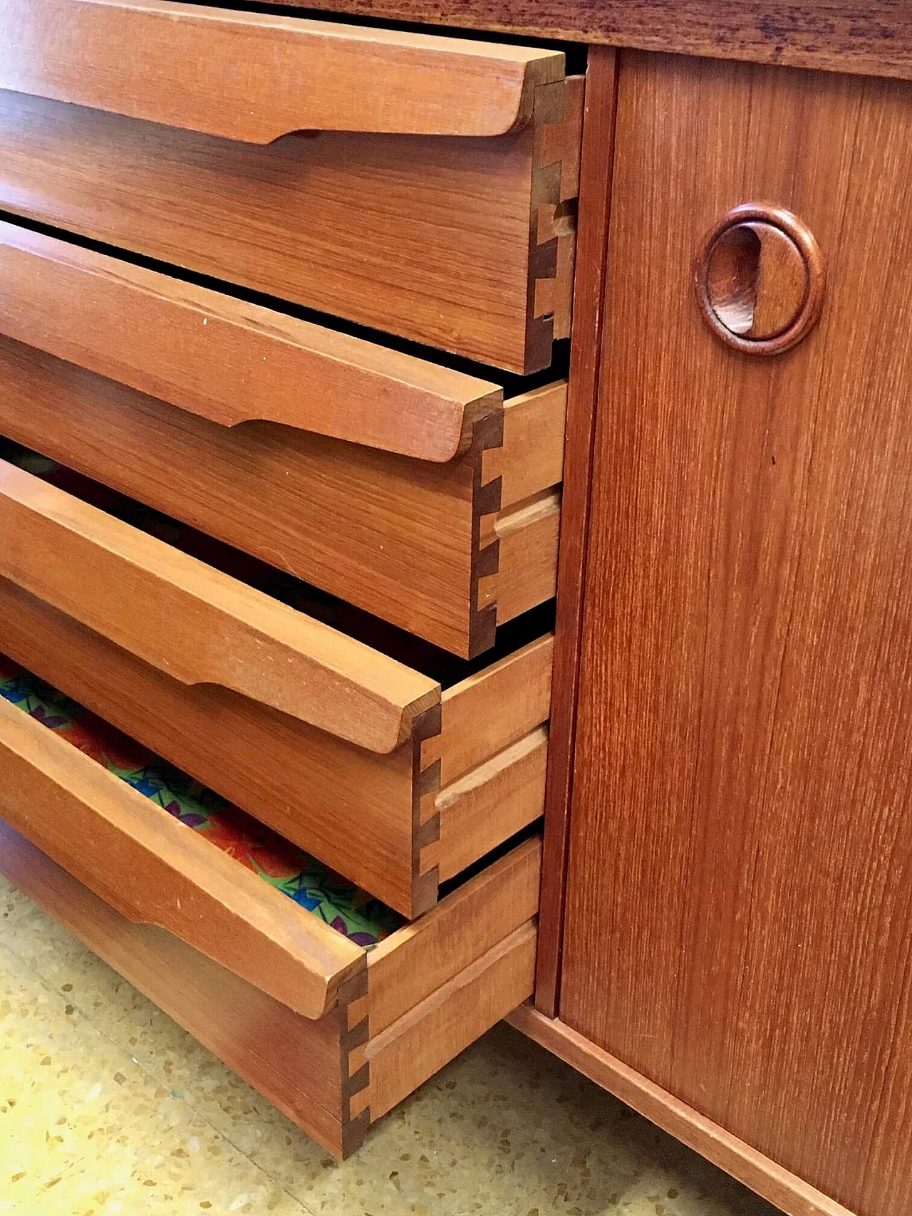 Teak sideboard with sliding doors, 1970s 3