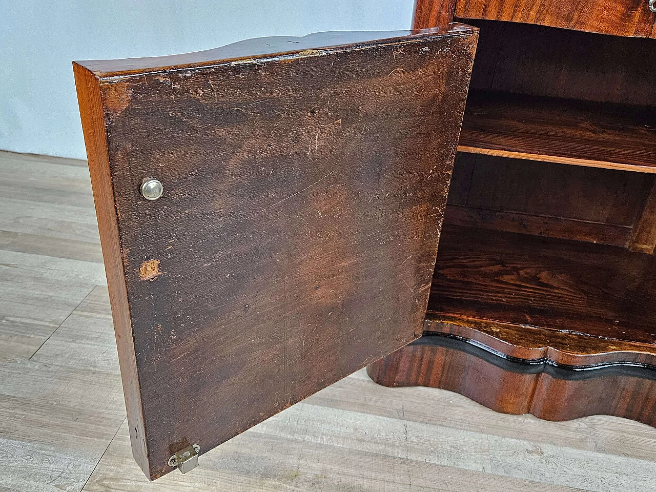 Pair of mahogany and ebony bedside tables with black glass top, 1950s 43