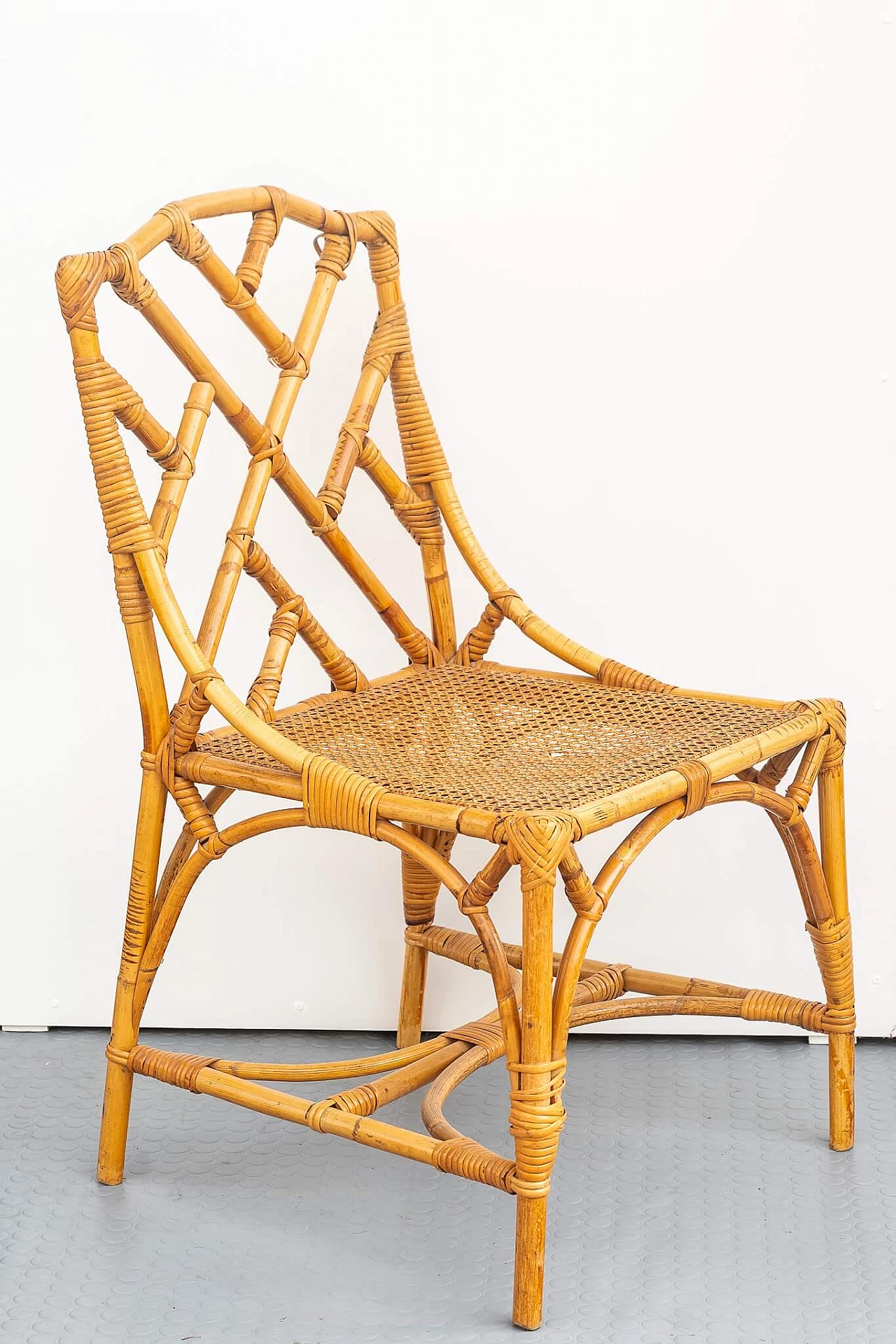 Desk and chair in bamboo, wicker and Vienna straw, 1970s 12