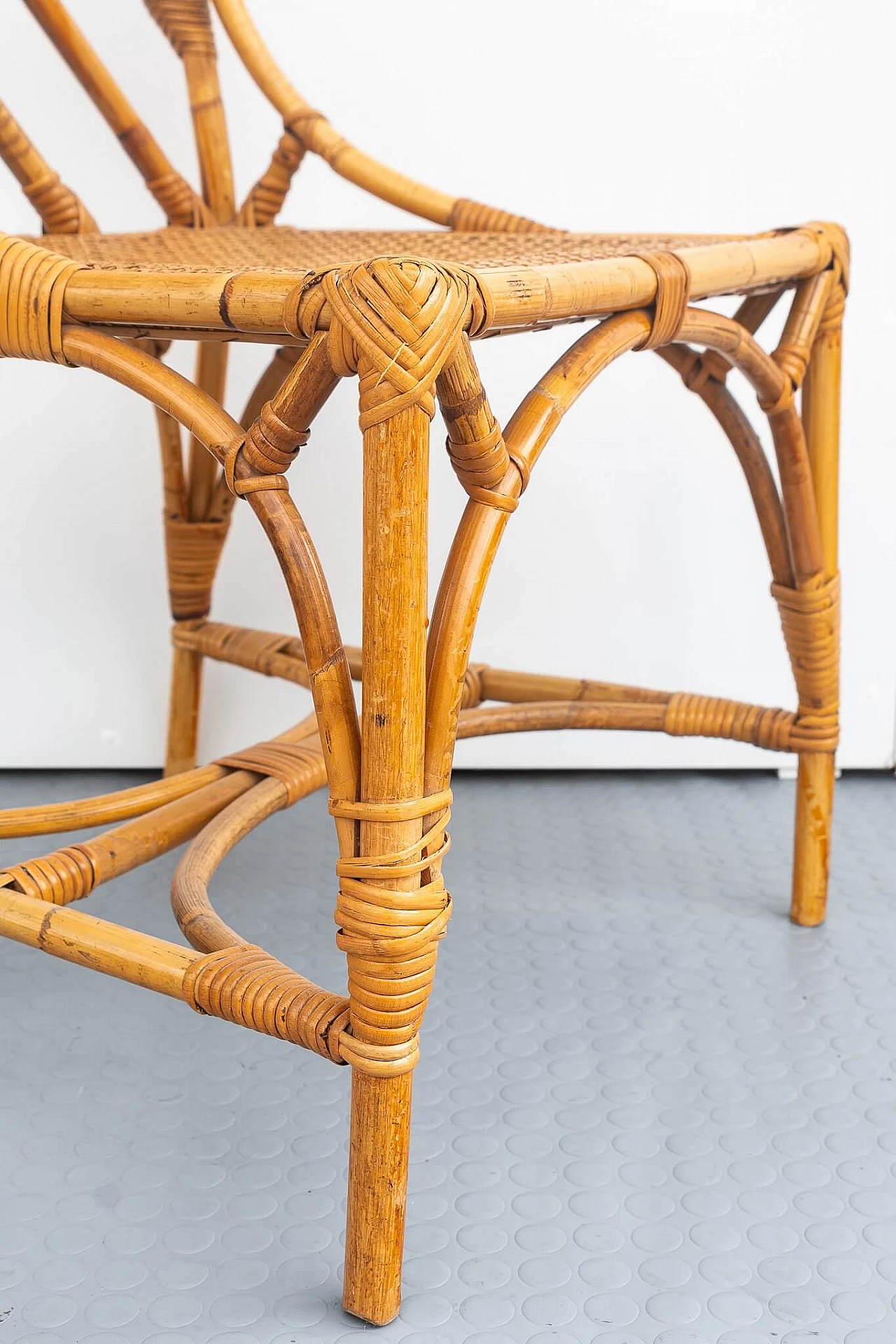 Desk and chair in bamboo, wicker and Vienna straw, 1970s 15