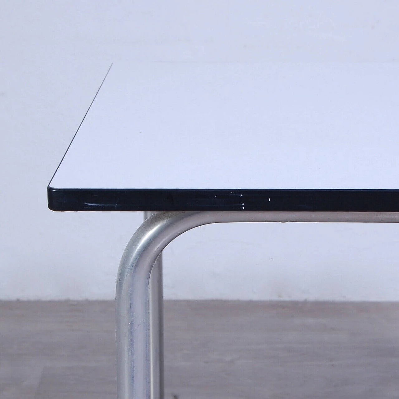 Aluminum and white veneer desk with iron drawers, 1960s 11