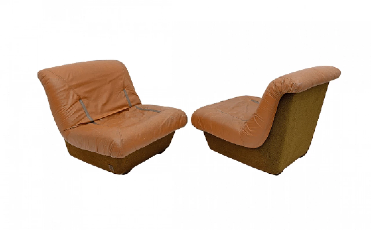 Pair of leather and fiberglass armchairs by Lev & Lev, 1970s 1