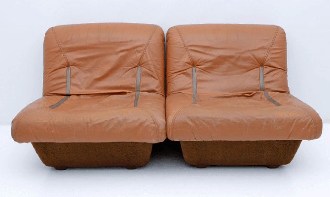 Pair of leather and fiberglass armchairs by Lev & Lev, 1970s 2