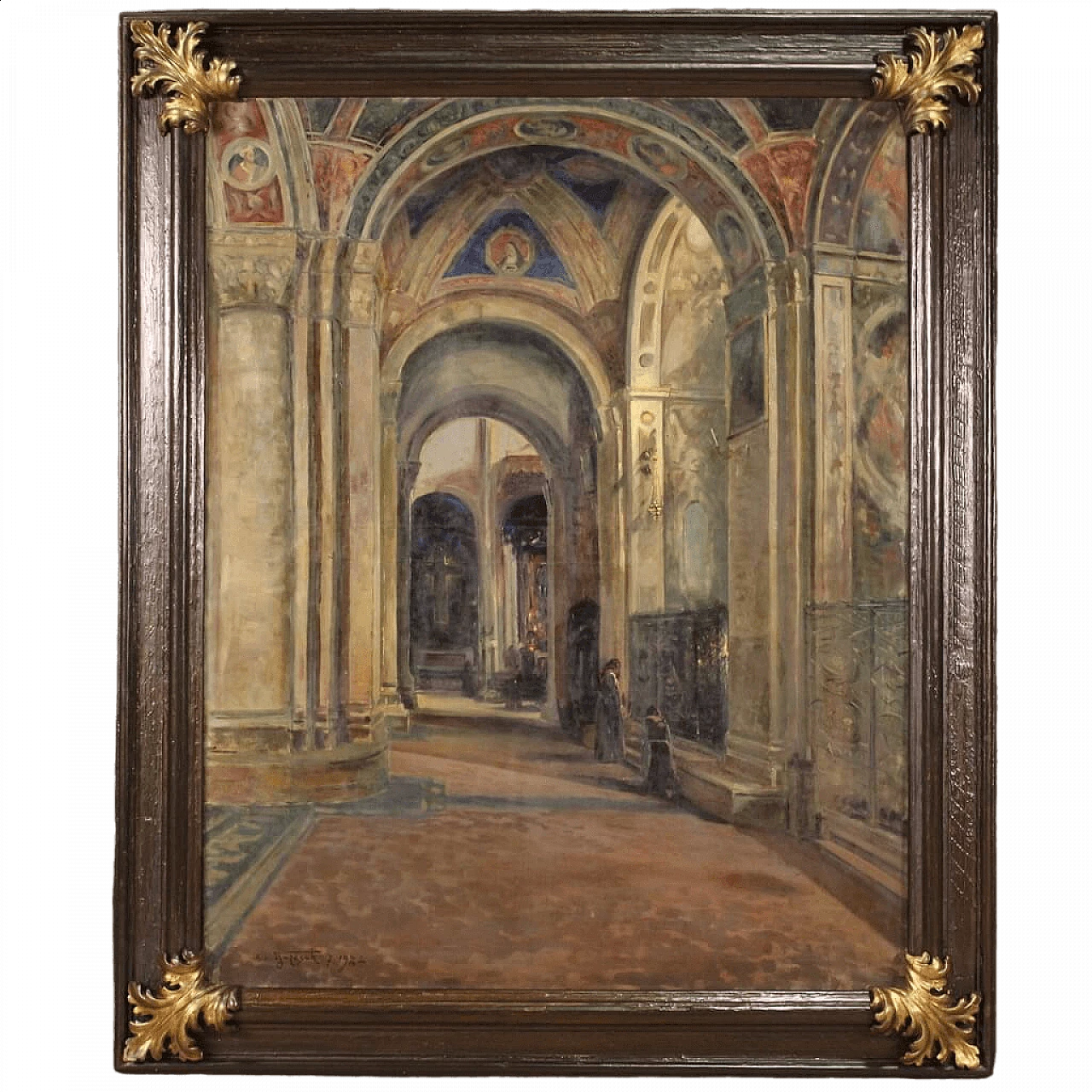 Gino Buresch, Solitude - Interior view of S. Michele in Pavia, oil painting on canvas, 1924 16