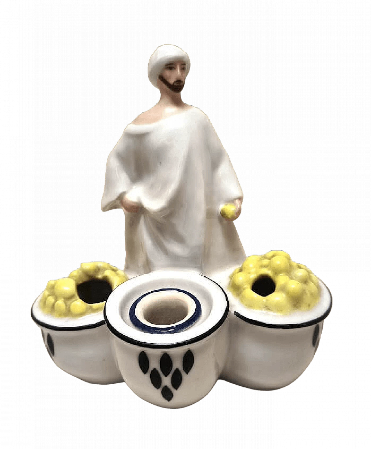 Limoges porcelain Arab in white inkwell, 1930s 7