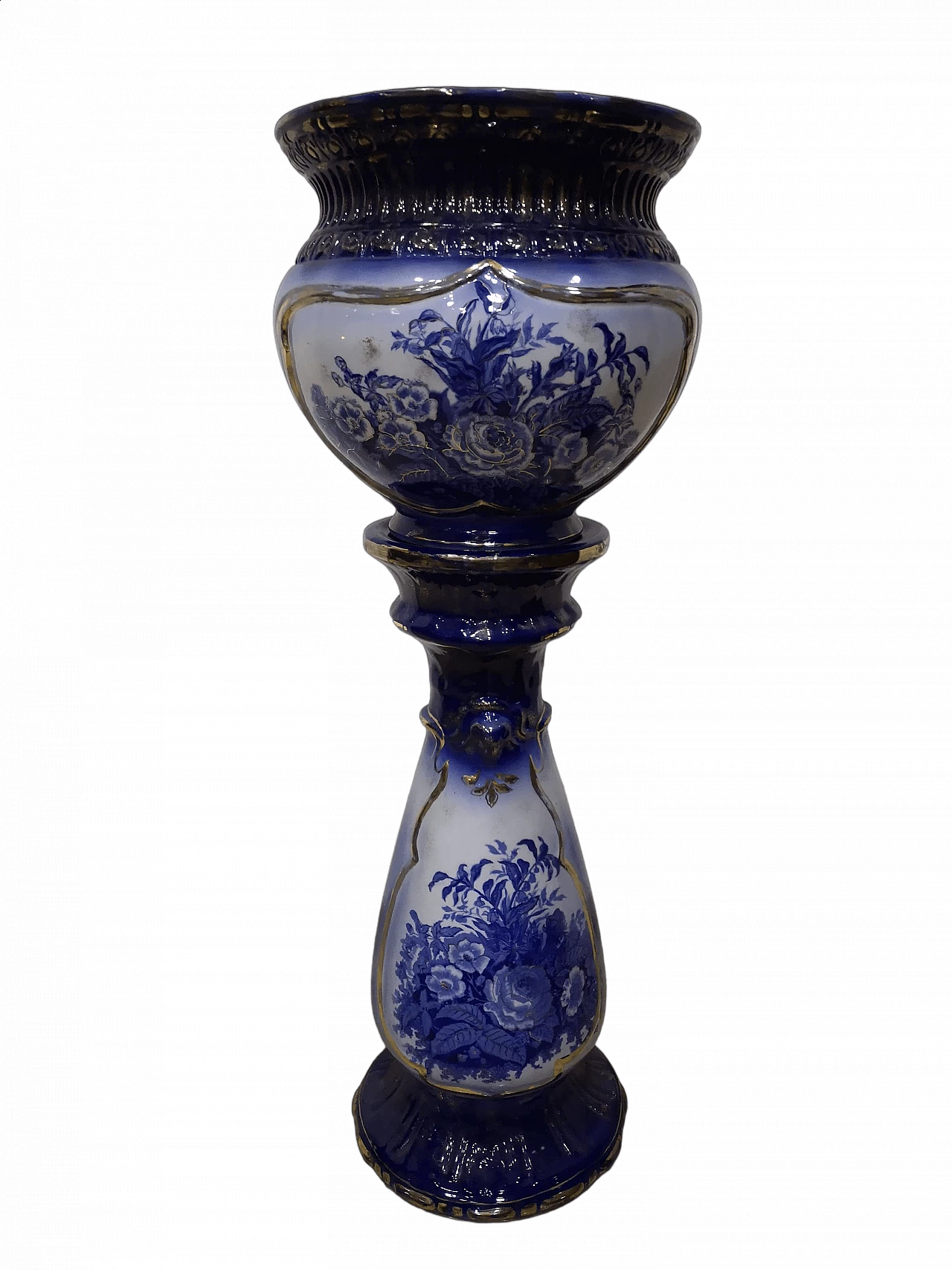 Pedestal vase by Jardiniere U&C Sarreguemines, 19th century 11