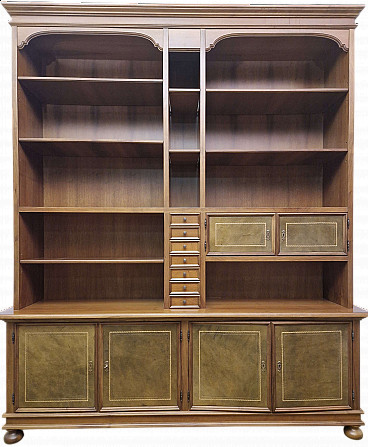Libreria girevole in legno impiallacciato e vetro, anni '60