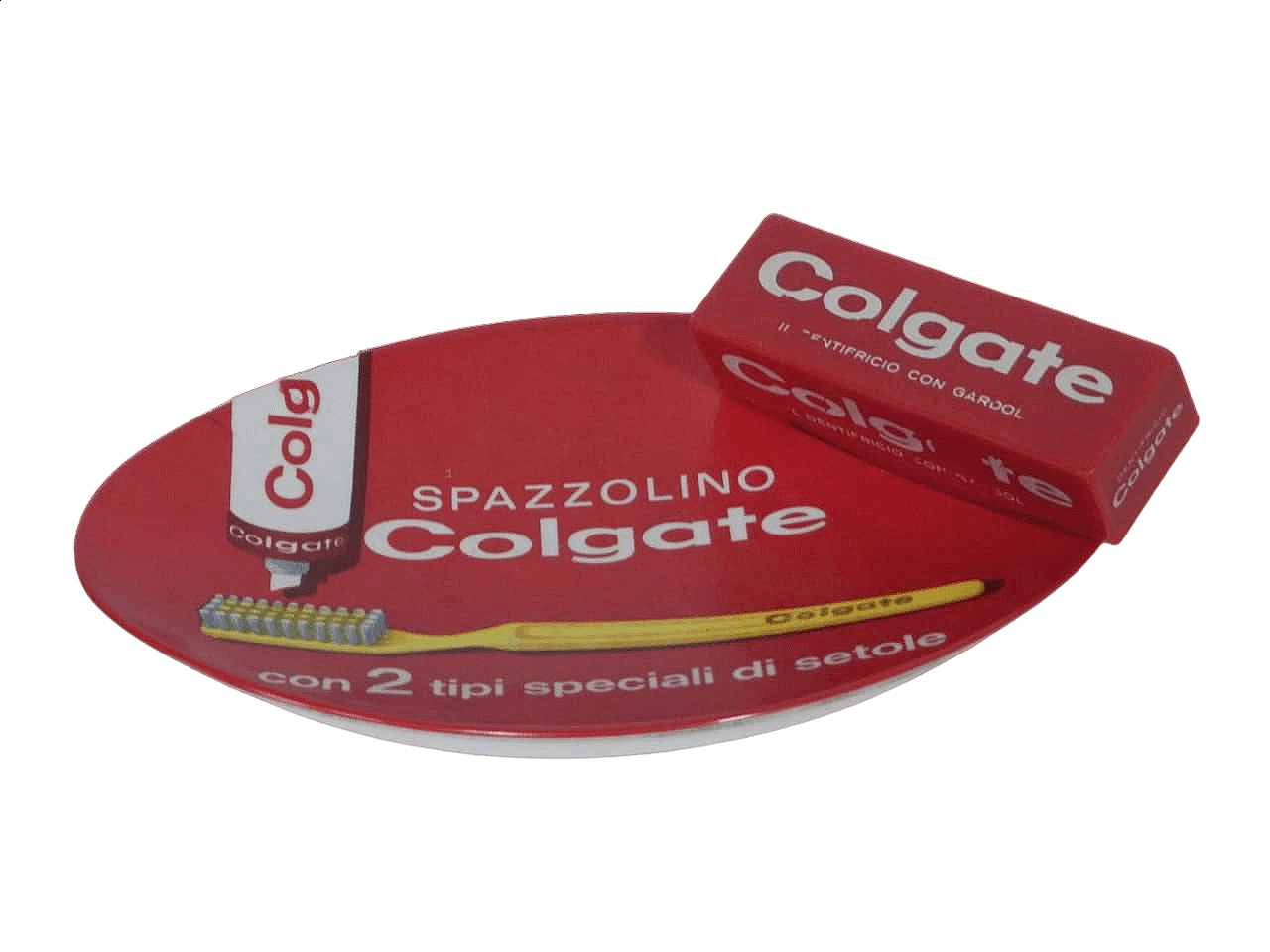 Vassoio pubblicitario Colgate in plastica, anni '60 8