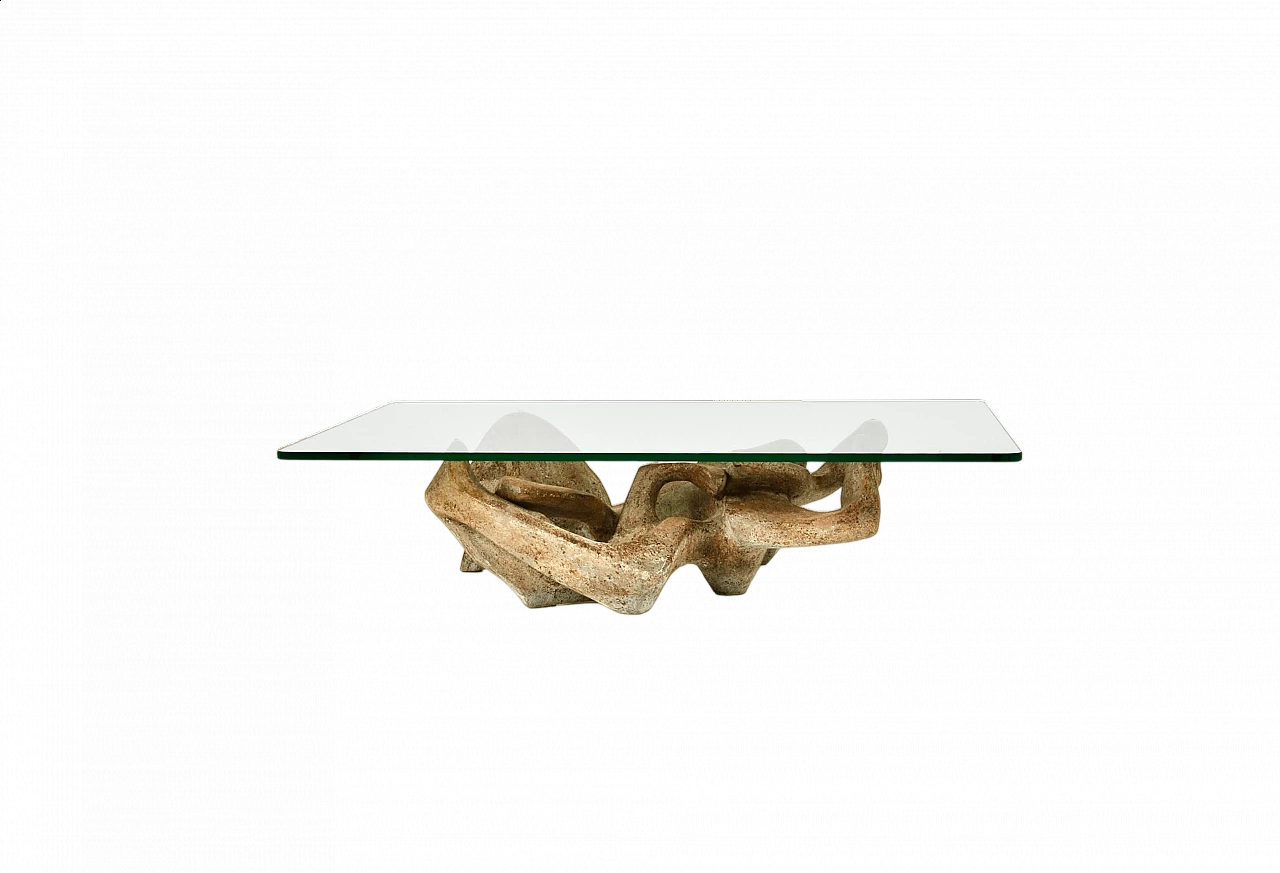 Concrete and glass coffee table by Claudio Trevi, 1970s 9