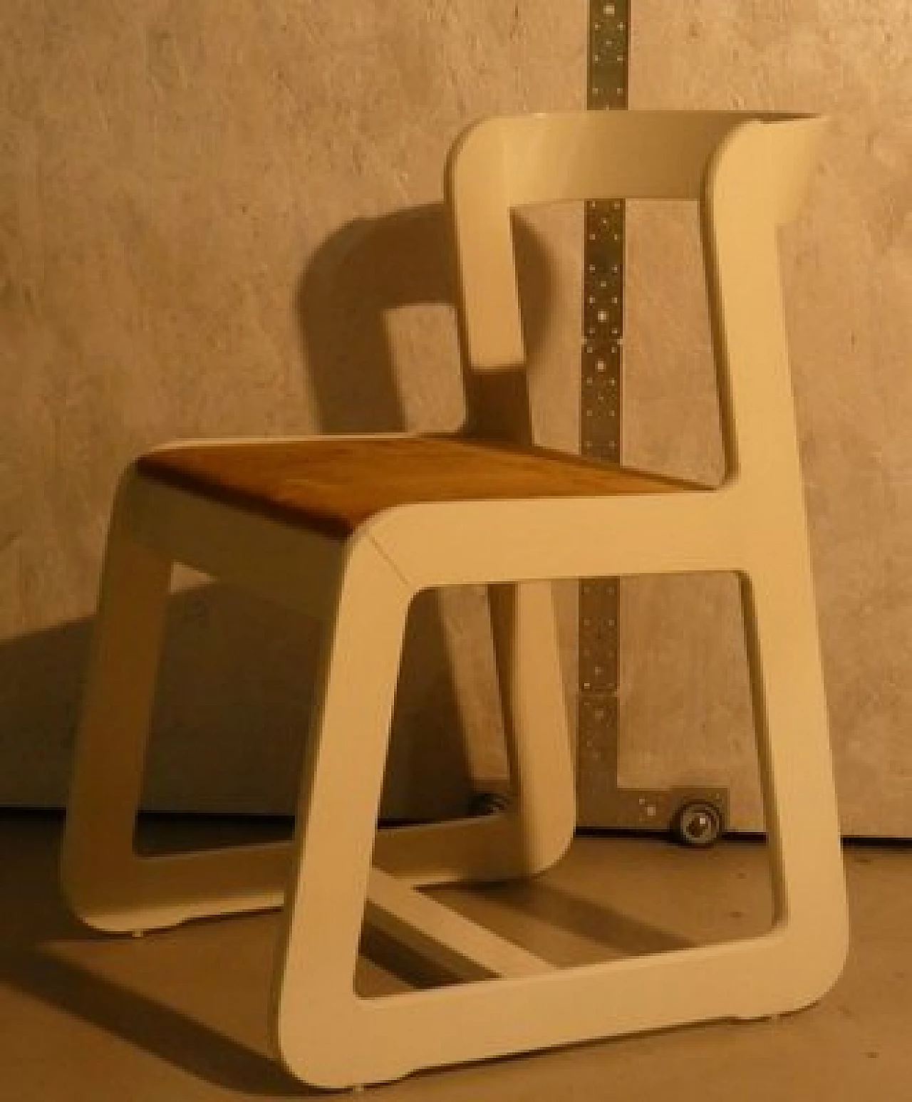 6 Chairs in white wood and mustard velvet by Mario Sabot, 1970s 5